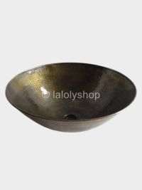 Vasque marocaine en cuivre patiné bronze ronde 40 cm - à poser