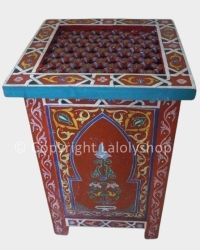 Coffre marocain en bois peint et décoré (zouak) 60 x 37 cm