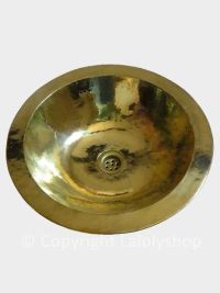 Vasque marocaine en cuivre doré ronde, à double paroi 40 cm - à poser